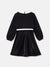 Elle Girls Navy Blue Solid Peter Pan Collar Full Sleeves A-Line Dress