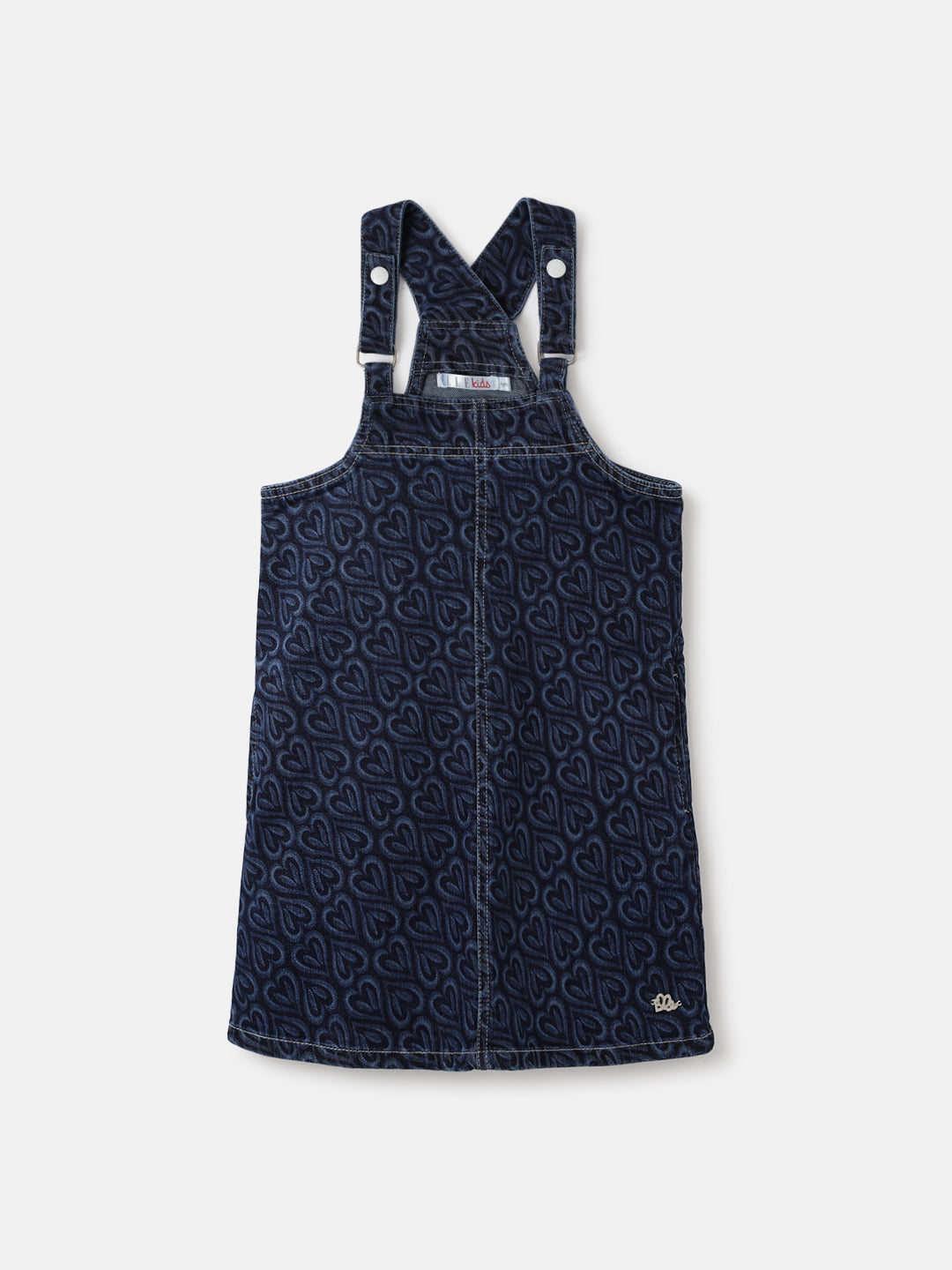 Elle Girls Blue Printed Shoulder Straps Sleeveless Pinafore Dress