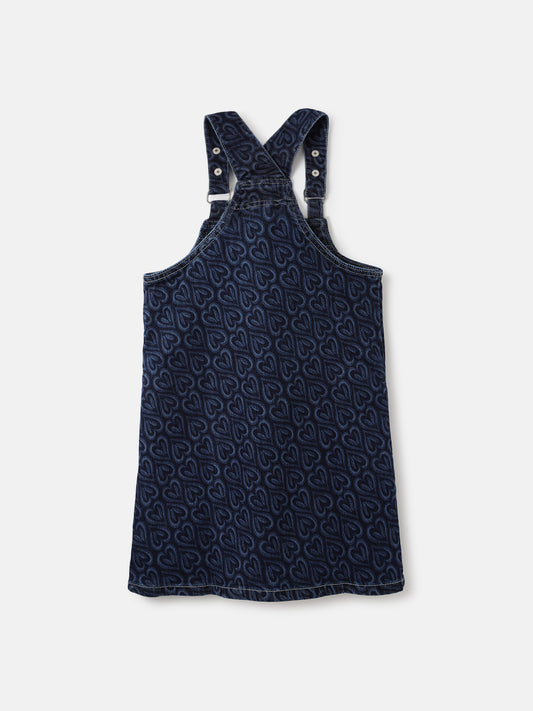 Elle Girls Blue Printed Shoulder Straps Sleeveless Pinafore Dress