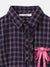 Elle Girls Blue Checked Spread Collar Full Sleeves Shirt Dress