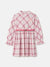 Elle Girls Pink Checked Mock Neck Full Sleeves Fit And Flare Dress