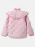 Elle Girls Pink Solid High Neck Full Sleeves Quilted Jacket