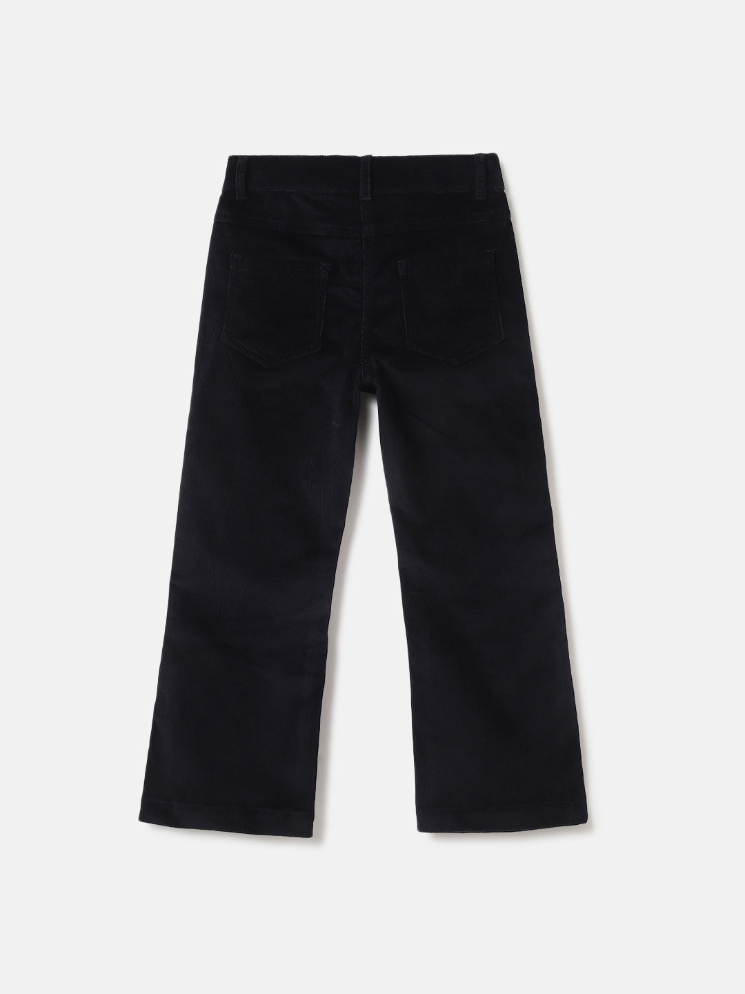 Elle Girls Navy Solid Bootcut Fit Flat-Front Trouser