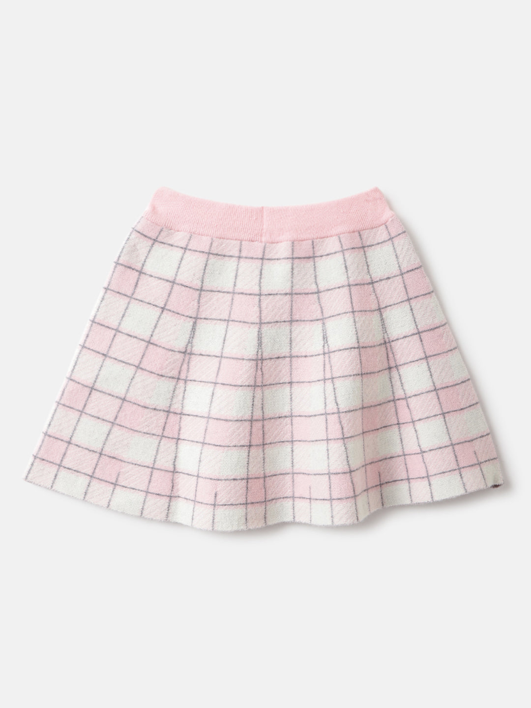 Elle Girls Pink Checked Flared Fit Mid-Rise A-Line Skirt