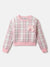 Elle Girls Pink Checked Round Neck Full Sleeves Pullover Style Sweater