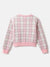 Elle Girls Pink Checked Round Neck Full Sleeves Pullover Style Sweater