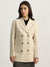 Elle Women Beige Solid Notched Collar Full Sleeves Overcoat