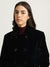 Elle Women Black Solid Spread Collar Full Sleeves Double Breasted Overcoat