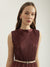 Elle Women Brown Dyed Round Neck Sleeveless Shift Dress