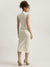 Elle Women Cream Solid High Neck Sleeveless Bodycon Dress