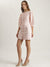 Elle Women Pink Checked Round Neck 3/4Th Sleeves Sheath Dress