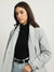 Elle Women Grey Self Design Shawl Collar Full Sleeves Puffer Jacket