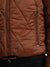 Elle Women Brown Solid Stand Collar Full Sleeves Quilted Jacket