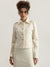 Elle Women Cream Solid Spread Collar Full Sleeves Blazer