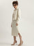 Elle Women Cream Solid Spread Collar Full Sleeves Blazer