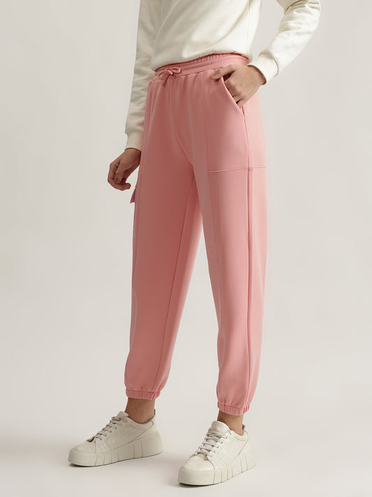 Elle Women Pink Solid Relaxed Fit Joggers Style Sweatpant