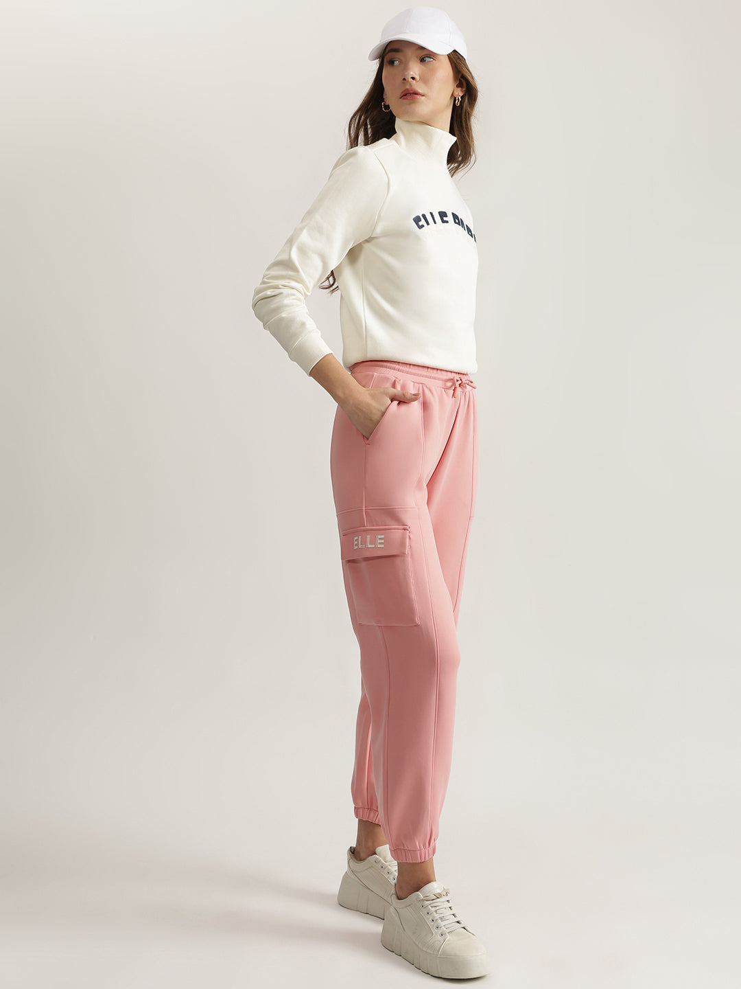 Elle Women Pink Solid Relaxed Fit Joggers Style Sweatpant