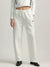 Elle Women White Solid High-Rise Oversized Sweatpant