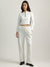 Elle Women White Solid High-Rise Oversized Sweatpant