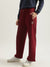 Elle Women Red Solid Straight Fit Mid-Rise Track Pant