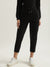 Elle Women Black Solid Tapered Fit Mid-Rise Flat Front Trouser