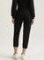 Elle Women Black Solid Tapered Fit Mid-Rise Flat Front Trouser