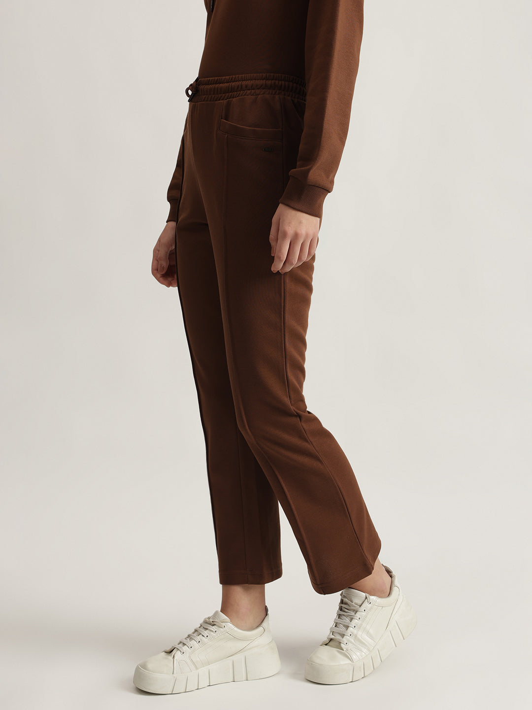 Elle Women Brown Solid Relaxed Fit Sweatpant