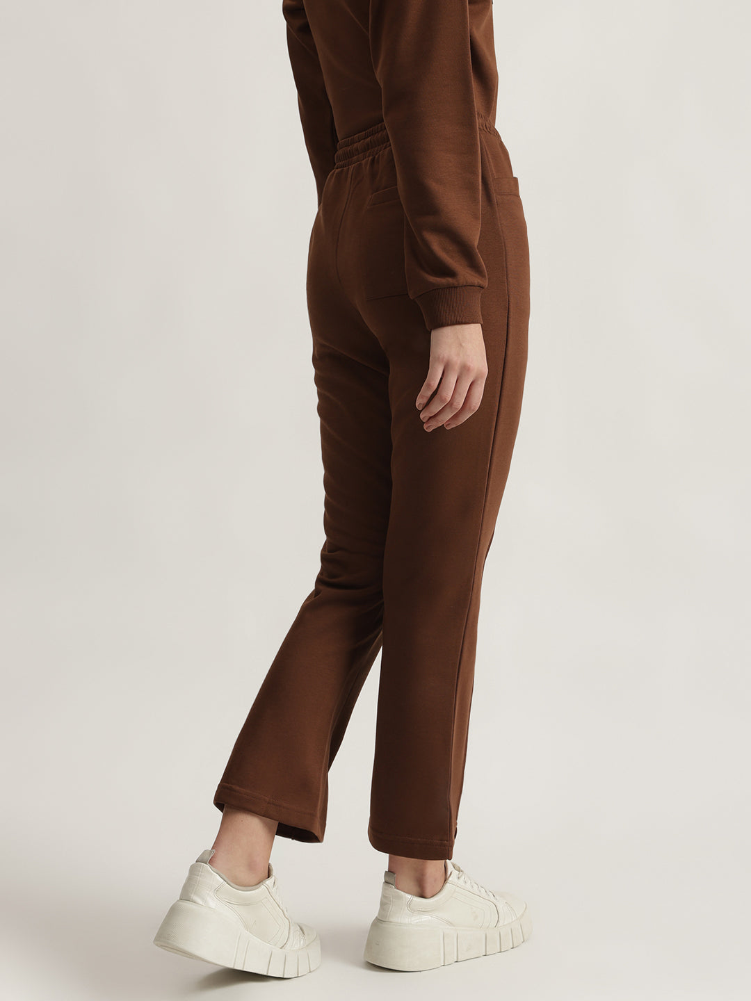 Elle Women Brown Solid Relaxed Fit Sweatpant