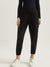 Elle Women Black Solid Relaxed Fit Mid-Rise Joggers Style Trouser