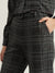 Elle Women Grey Checked Straight Fit High-Rise Flat Front Trouser