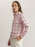 Elle Women Pink Checked Spread Collar Full Sleeves Shirt