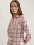 Elle Women Pink Checked Spread Collar Full Sleeves Shirt