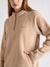 Elle Women Beige Self-Design Mock Neck Full Sleeves Sweatshirt