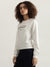 Elle Women White Solid Round Neck Full Sleeves Sweatshirt