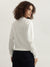 Elle Women White Solid Round Neck Full Sleeves Sweatshirt