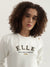 Elle Women White Solid Round Neck Full Sleeves Sweatshirt