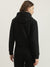 Elle Women Black Solid Hooded Full Sleeves Sweatshirt