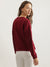 Elle Women Maroon Solid Round Neck Full Sleeves Pullover Style Sweatshirt