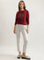 Elle Women Maroon Solid Round Neck Full Sleeves Pullover Style Sweatshirt