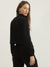 Elle Women Black Solid Turtle Neck Full Sleeves Pullover Style Sweatshirt