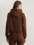 Elle Women Brown Embellished Hooded Full Sleeves Sweatshirt