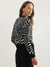 Elle Women Black Printed Round Neck Full Sleeves Pullover Style Sweater