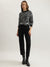 Elle Women Black Printed Round Neck Full Sleeves Pullover Style Sweater