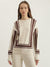 Elle Women Cream Self Design Round Neck Full Sleeves Pullover Style Sweater