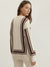 Elle Women Cream Self Design Round Neck Full Sleeves Pullover Style Sweater