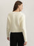 Elle Women Cream Solid V-Neck Full Sleeves Cardigan