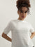 Elle Women White Solid High Neck Short Sleeves T-Shirt