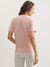 Elle Women Pink Solid Round Neck Short Sleeves T-Shirt