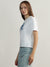 Elle Women Off White Printed Round Neck Short Sleeves T-Shirt