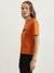 Elle Women Rust Solid Round Neck Short Sleeves T-Shirt